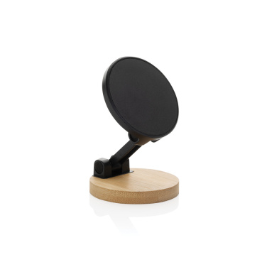 Logo trade promotional products image of: Magmount RCS recycled plastic and bamboo phone stand