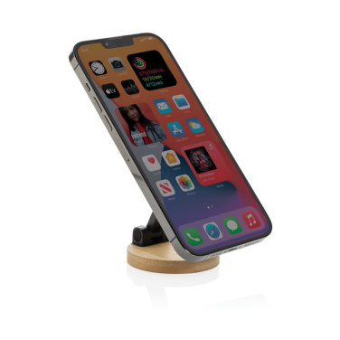 Logo trade corporate gift photo of: Magmount RCS recycled plastic and bamboo phone stand