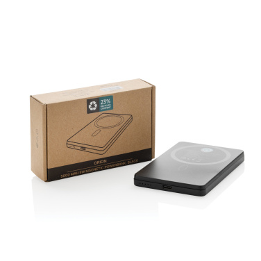 Logo trade promotional merchandise image of: Orion RCS recycled aluminum 5000 mah 5W magnetic powerbank