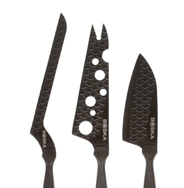 Logo trade promotional merchandise image of: BOSKA Cheese Knife Set Monaco+ Black