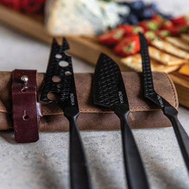 Logo trade promotional merchandise photo of: BOSKA Cheese Knife Set Monaco+ Black
