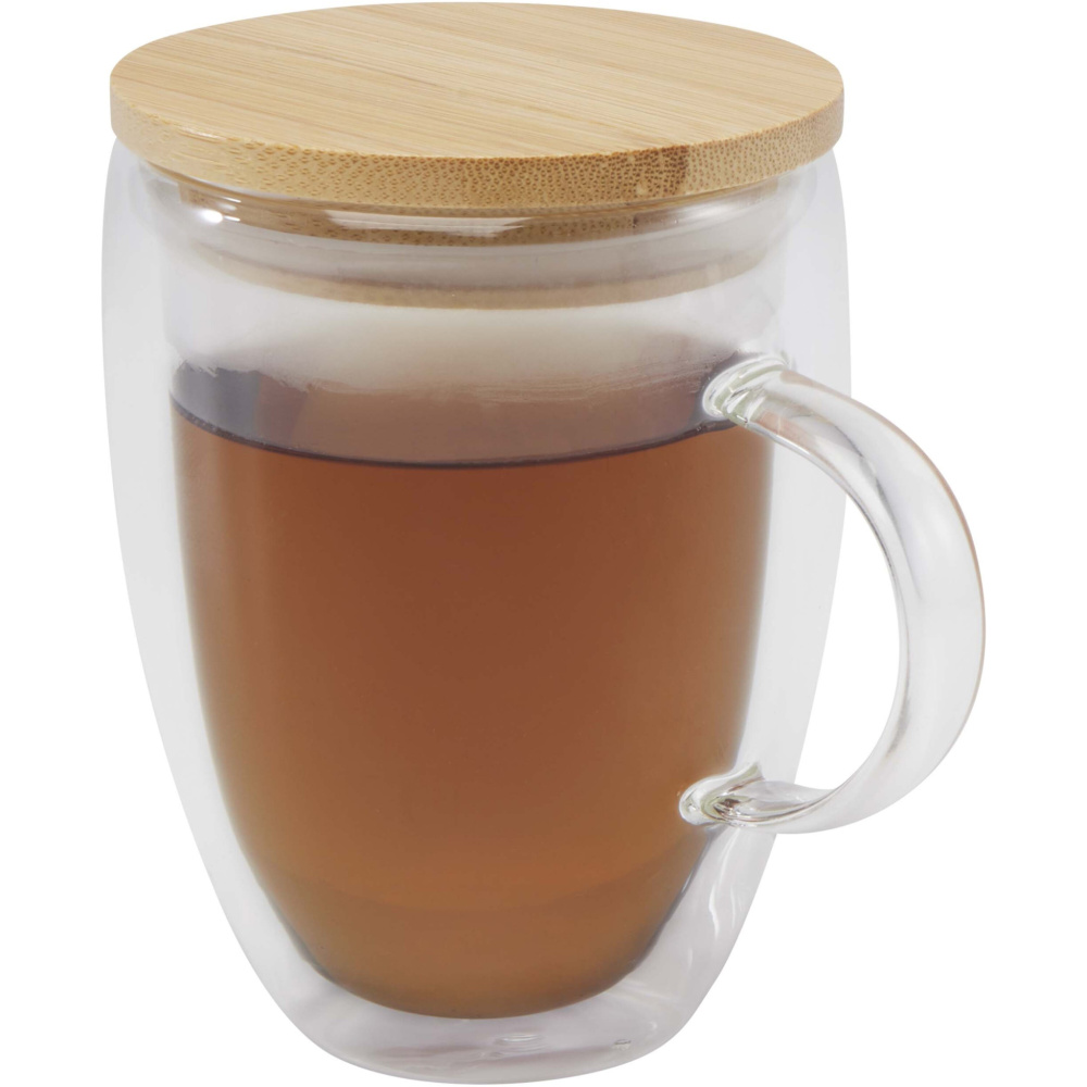 Logotrade advertising products photo of: Leona 350 ml glass cup with bamboo lid