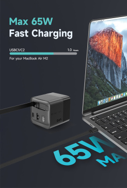 Logotrade promotional giveaways photo of: Urban Vitamin Mendocino 65W GaN charger retractable cable