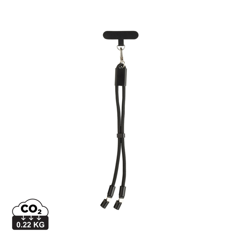 Logo trade promotional merchandise photo of: LoopAmp RCS RPET adjustable phone wrist strap 60W cable