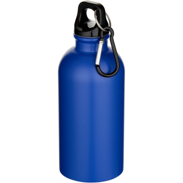 Logo trade promotional gift photo of: Oregon 400 ml matte RCS recycled single wall stainless steel water bottle with carabiner