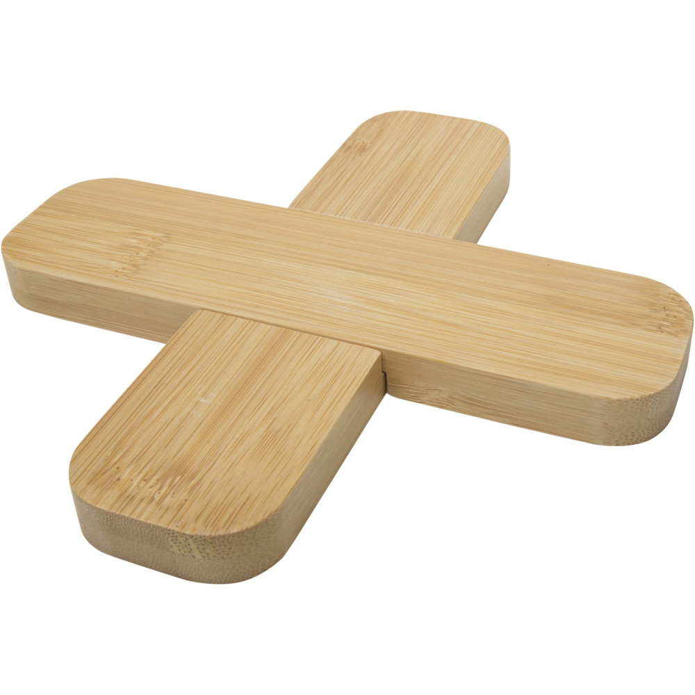 Logo trade promotional giveaways image of: Croc bamboo trivet - large