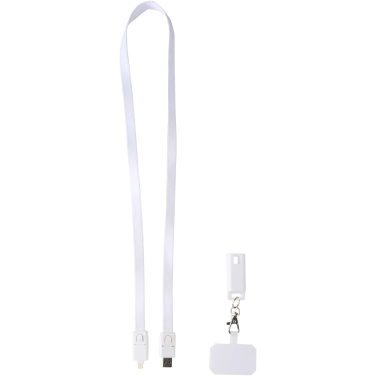 Logo trade corporate gifts image of: Franz recycled plastic smartphone lanyard with built-in data sync and 65W fast charge 5-in-1 cable