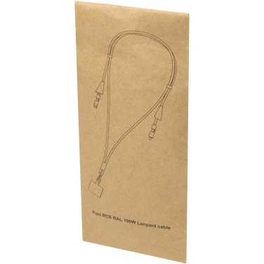 Logo trade promotional merchandise image of: Funi recycled plastic smartphone lanyard with built-in data sync and 100W fast charge 5-in-1 cable