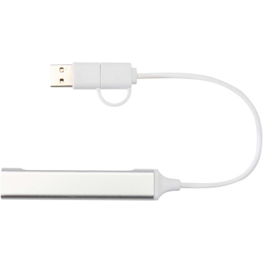 Logotrade promotional giveaway image of: Alkaid 4-port recycled aluminium USB-A and Type-C hub with dual input