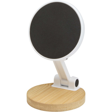 Logotrade promotional merchandise image of: Alcor recycled plastic foldeable magnetic phone stand with bamboo details