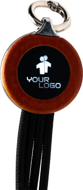 Logo trade promotional gifts image of: 4-in-1 cable with elighted logo in a wooden casing
