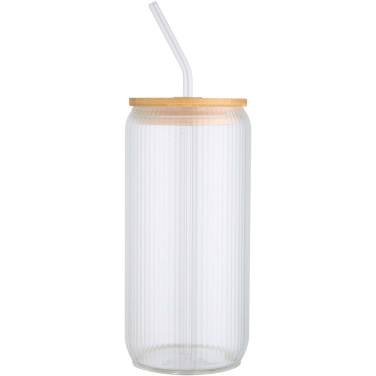 Logotrade promotional merchandise photo of: Mirage 500 ml single-walled borosilicate glass jar with bamboo lid
