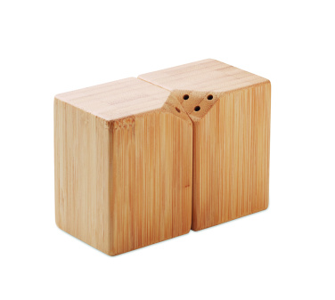 Logo trade promotional merchandise image of: Bamboo salt & pepper set