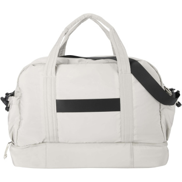 Logo trade promotional gifts image of: Puffer GRS recycled duffel bag with insulated bottom 30L