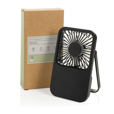 Logo trade promotional merchandise picture of: Aervina RCS recycled plastic re-chargeable desk fan
