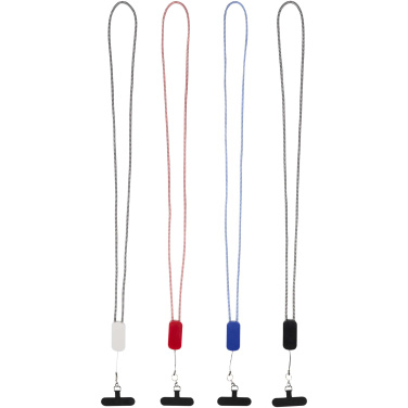Logotrade promotional gift picture of: Anser recycled plastic smartphone lanyard with 27W 5-in-1 built-in cable