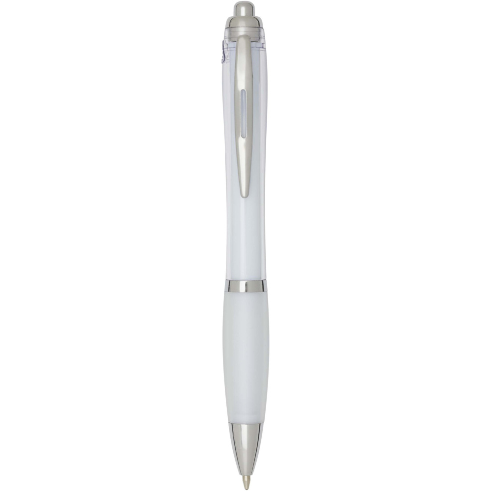 Logo trade promotional gifts image of: Nash RCS recycled plastic ballpoint pen with coloured barrel and grip (blue ink)