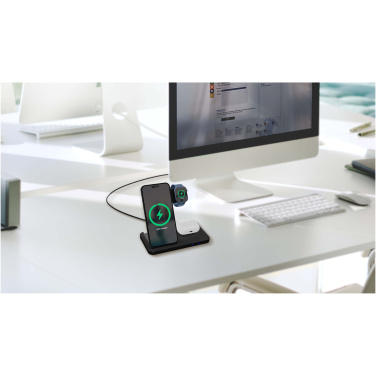 Logo trade advertising product photo of: SCX.design W28 3-in-1 wireless charging base with phone stand