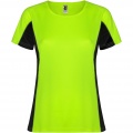 Shanghai lühikeste varrukatega naiste spordisärk, Fluor roheline / tahke must