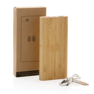Logotrade reklaamtooted pilt: Bambusest 8000 mAh 5W juhtmevaba akupank