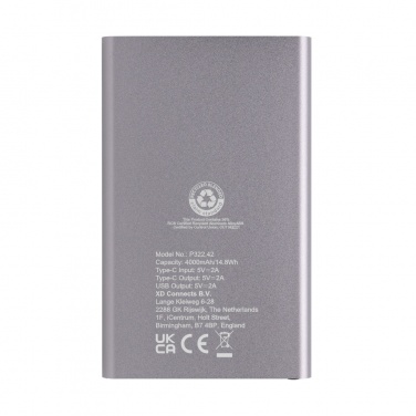 Logotrade reklaamkingi foto: RCS-i taaskasutatud plastist/alumiiniumist 4000 mah C-tüüpi akupank
