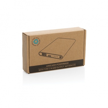 Logotrade reklaamtoote foto: RCS-i taaskasutatud plastist/alumiiniumist 4000 mah C-tüüpi akupank
