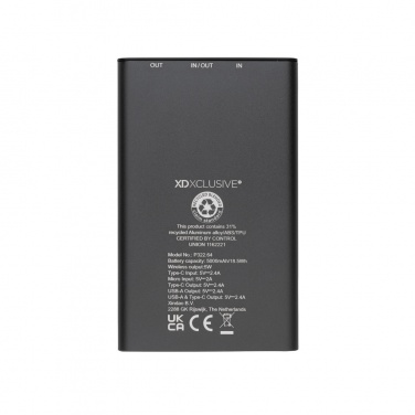 Logo trade reklaamkingitused foto: Terra RCS taaskasutatud alumiiniumist 5000 mAh akupank 5W juhtmevaba