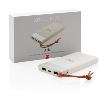 Logotrade firmakingi foto: Aria 8000 mAh 5W juhtmevaba laadimise akupank