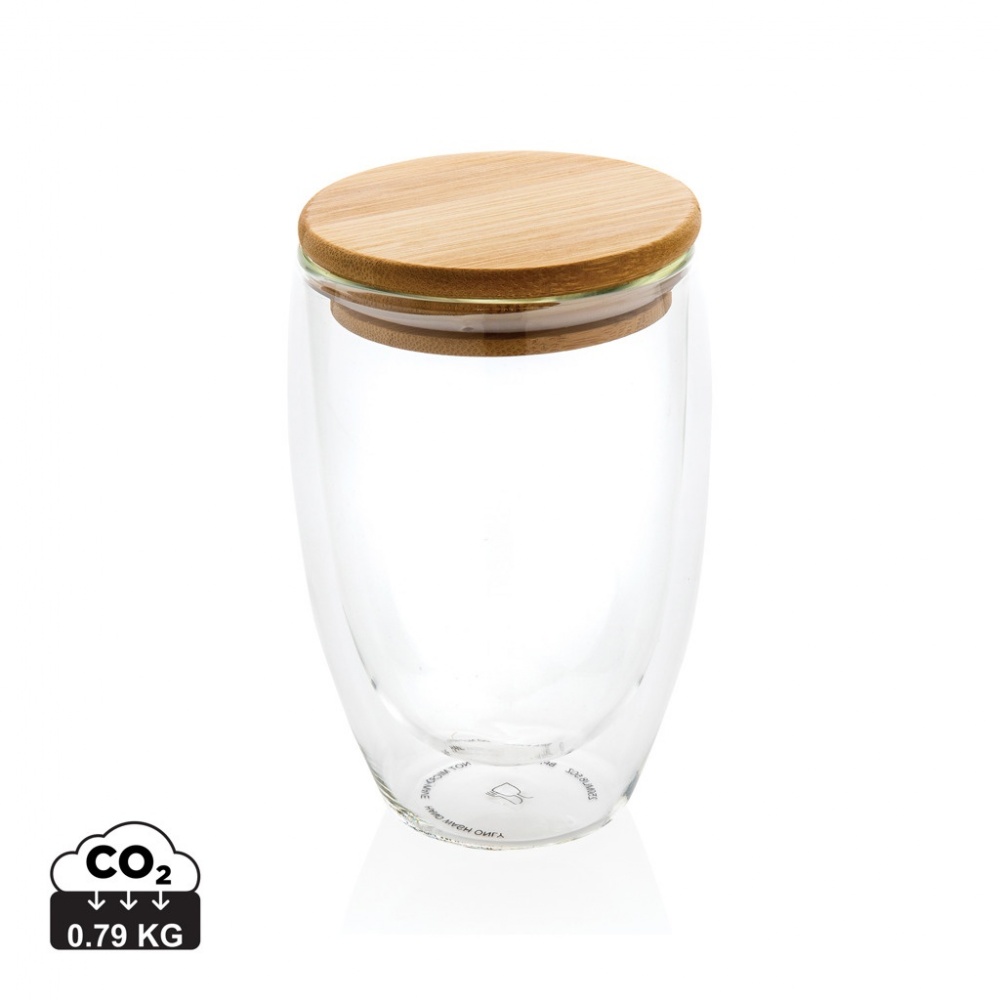 Logotrade meened pilt: Borosilikaatklaas bambuspuidust kaanega 350 ml