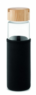 Logotrade meene foto: Klaaspudeli bambusest kaas 600ml