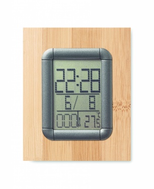 Logotrade ärikingituse foto: Bambusest pliiatsihoidja ja LCD kell