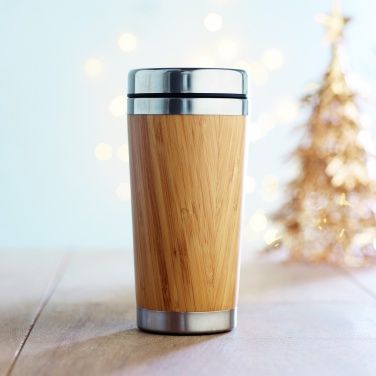 Logotrade reklaamtoote foto: Topeltseintega bambusest termostass 430ml