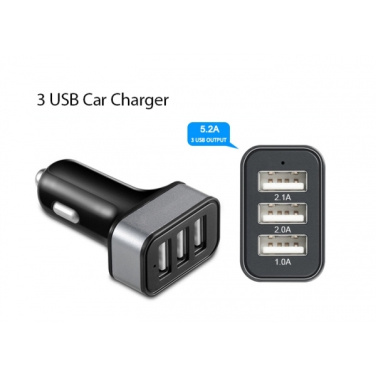 Logotrade reklaamtooted pilt: Autolaadija 3 USB pesaga