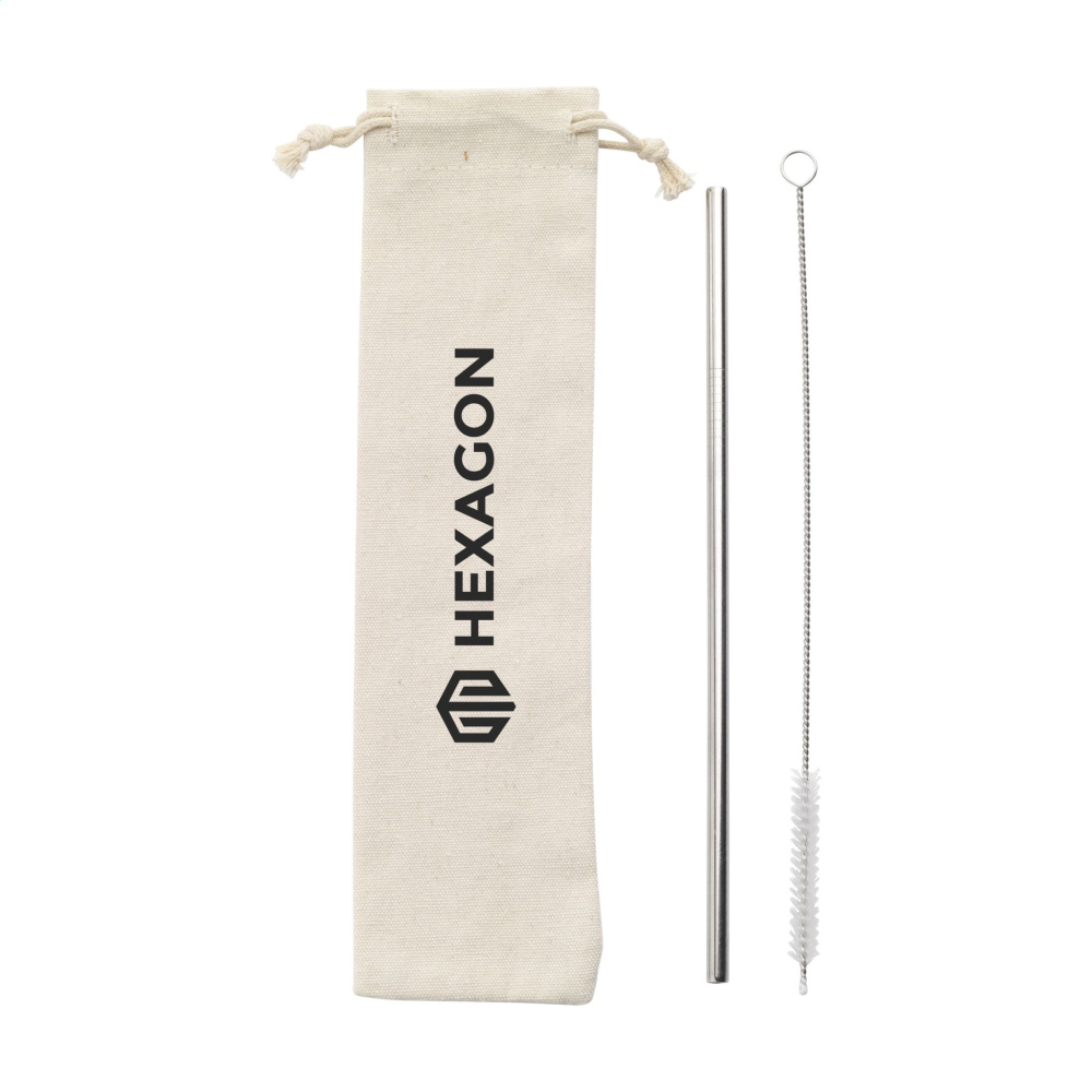 Logotrade meene foto: Korduvkasutatav ECO Straw Set roostevabast terasest joogikõrs