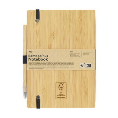 Logotrade firmakingituse foto: BambooPlus paberist märkmik A5 – tindivaba pliiats