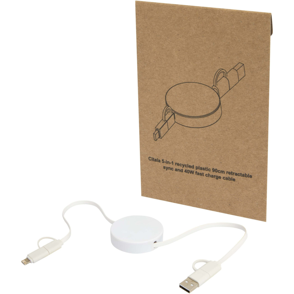 Logotrade reklaamkingitused pilt: Citala 5-in-1 taaskasutatud plastist 90 cm kiirlaadimiskaabel