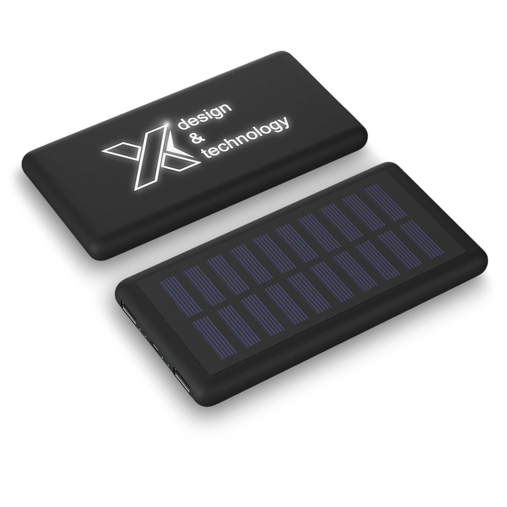 Logotrade ärikingituse foto: SCX.design P30 8000 mAh valgustusega päikesepatareiga akupank