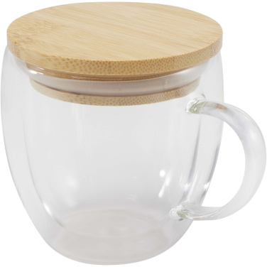 Logotrade meened pilt: Lenora 250 ml klaasist tass bambusest kaanega