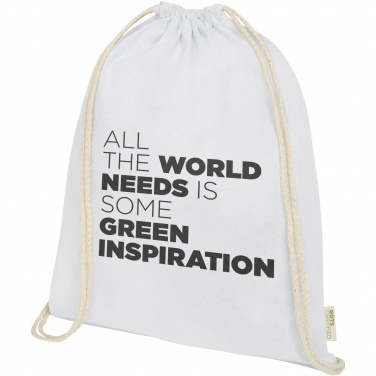 Logo trade mainoslahja ja liikelahja tuotekuva: Orissa 100 g/m² organic cotton drawstring bag 5L