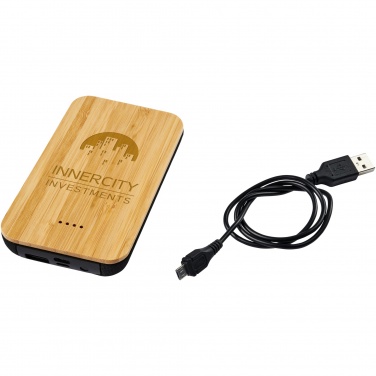 Logotrade liikelahja mainoslahja kuva: Langaton Future-varavirtalähde 6 000 mAh, bambua/kangasta