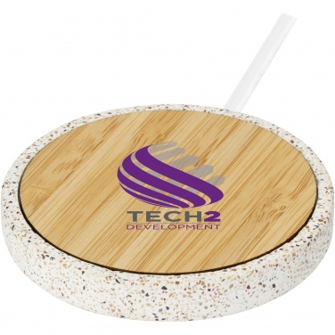 Logo trade mainostuotet tuotekuva: Terrazzo 10 W:n langaton latausalusta bambusta