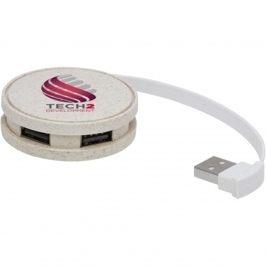 Logo trade mainoslahja kuva: Kenzu vehnänolkinen USB-keskitin
