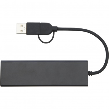 Logo trade mainoslahjat tuotekuva: Rise RCS-kierrätetystä alumiinista valmistettu USB 2.0 -keskitin