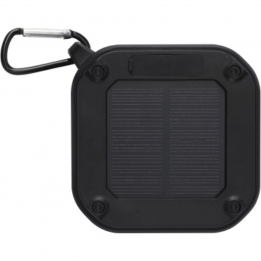 Logo trade liikelahjat mainoslahjat kuva: Solo 3 W:n IPX5 RCS -kierrätetystä muovista valmistettu, aurinkoenergialla toimiva Bluetooth®-kaiutin jousihaalla 