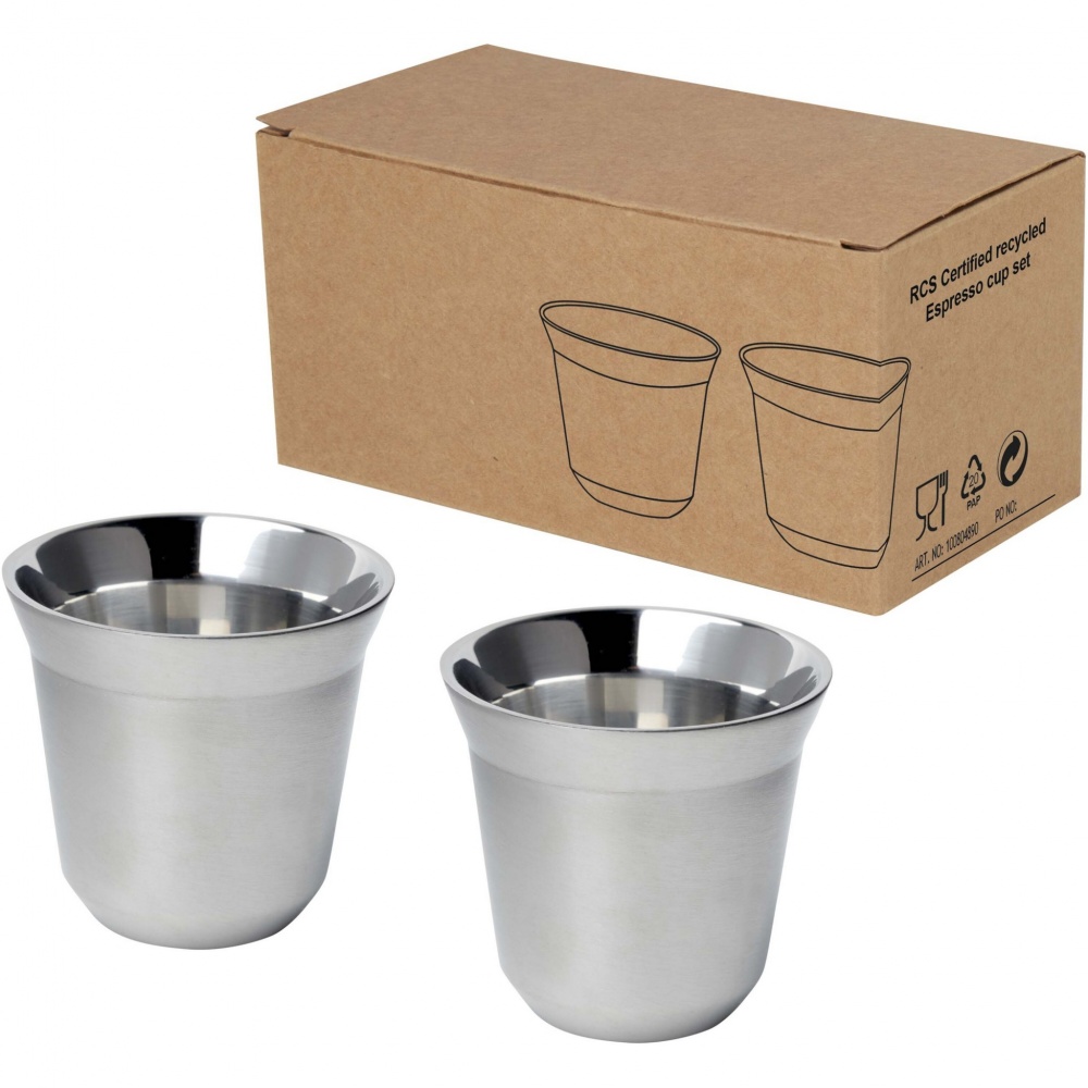 Logo trade liikelahja mainoslahja tuotekuva: Duo 80 ml:n RCS-sertifioidusta ruostumattomasta teräksestä valmistettu espressomukisarja 