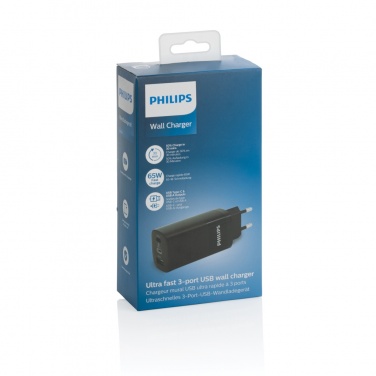 Logotrade mainoslahja ja liikelahja kuva: Philips 65 W erittäin nopea PD 3-porttinen USB-laturi