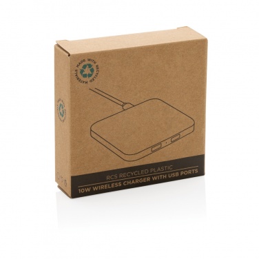 Logo trade mainoslahja kuva: RCS 10W langaton laturi USB porteilla kierrätetystä muovista