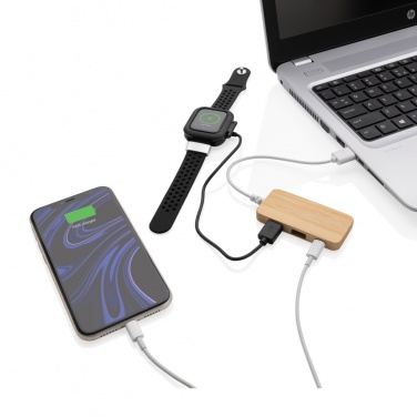 Logotrade mainostuotet kuva: Bambuinen USB tyypin C hub