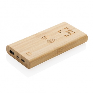 Logotrade mainoslahja tuotekuva: 8000 mAh varavirtalähde bambusta