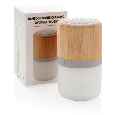 Logo trade liikelahja mainoslahja tuotekuva: Bamboo 3W kaiutin väriä vaihtavalla valolla